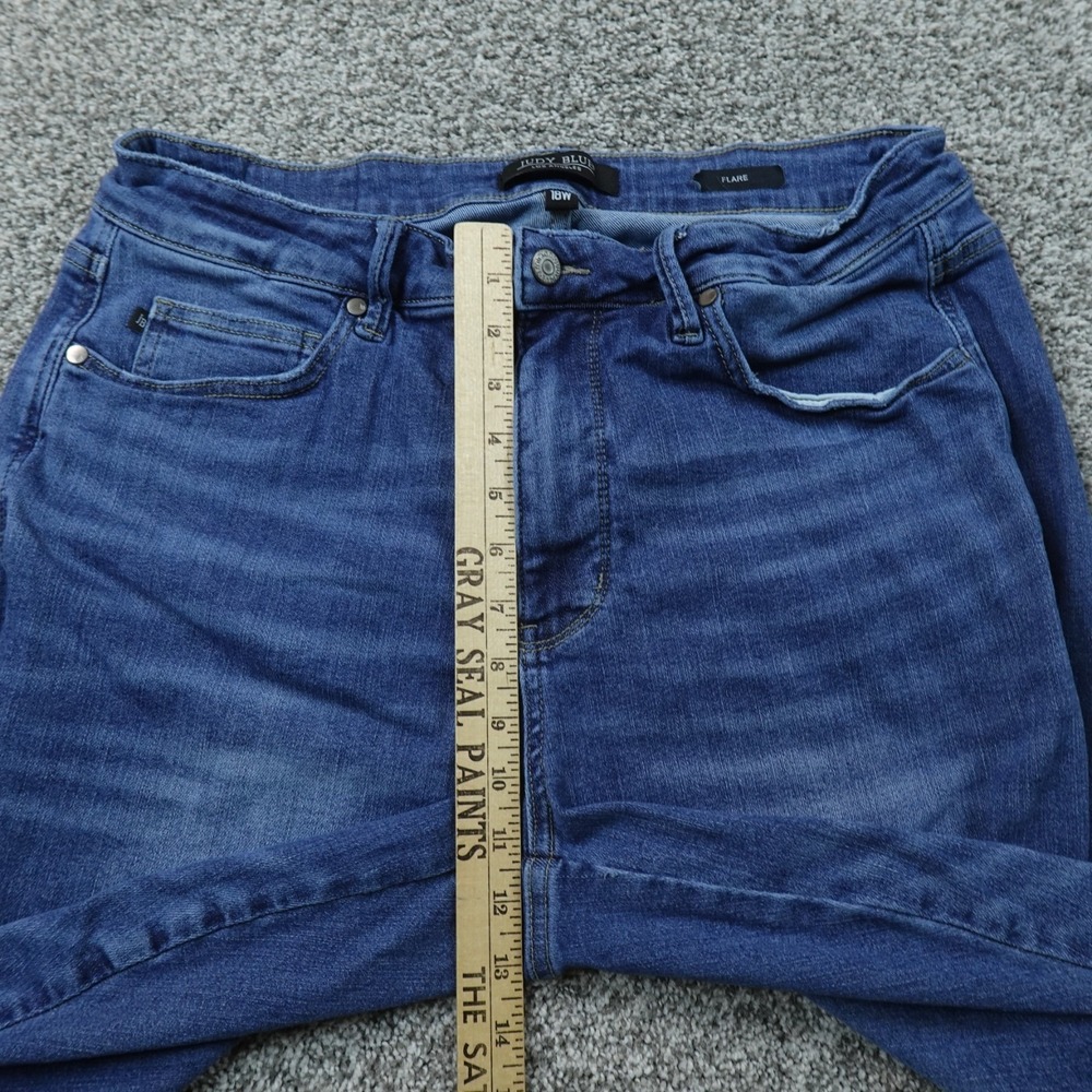 Judy Blue Jeans Womens 18W Dark Denim Pants High Rise Flare Bell Bottom Stretch - Picture 4 of 12